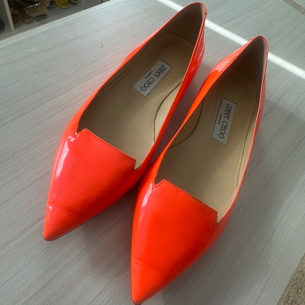 Jimmy Choo Vibrant Orange Flats